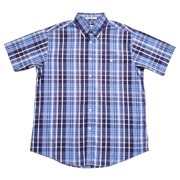 Orvis Shirt Mens Large Blue Plaid Short Sleeve Button Down Vintage - Picture 2 of 13